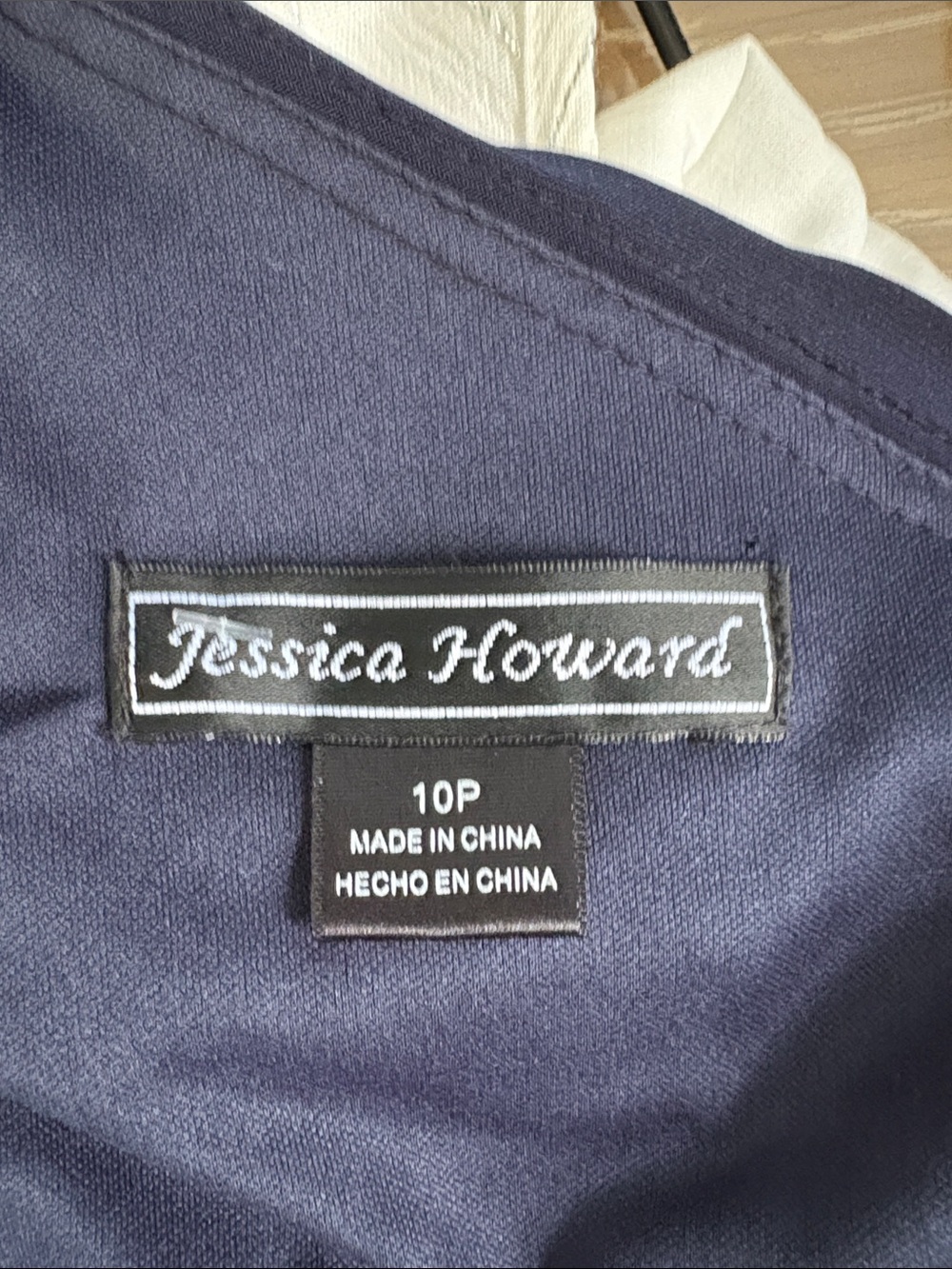 Jessica Howard Navy Embellished  Ruched Cocktail Dress with  Rhinestone Brooch - Picture 8 of 10